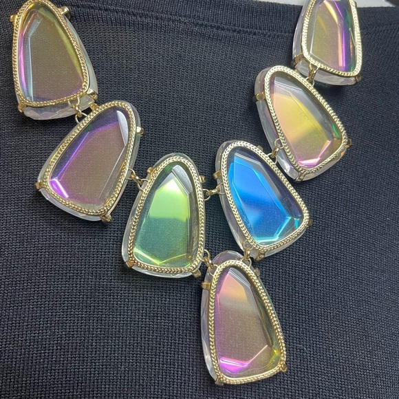 2 for 1 🎉 Kendra Scott Harlow Necklace + Earrings Iridescent Dichroic stones - Picture 7 of 9